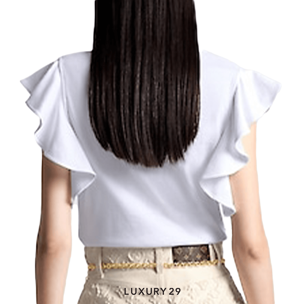 Louis Vuitton LV Flounce Sleeve T-Shirt(XS, White)