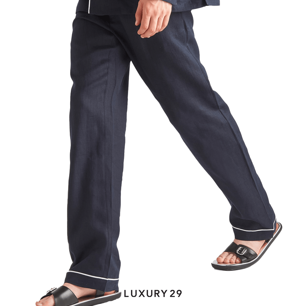 Prada Linen Pants Navy(XL, Blue)