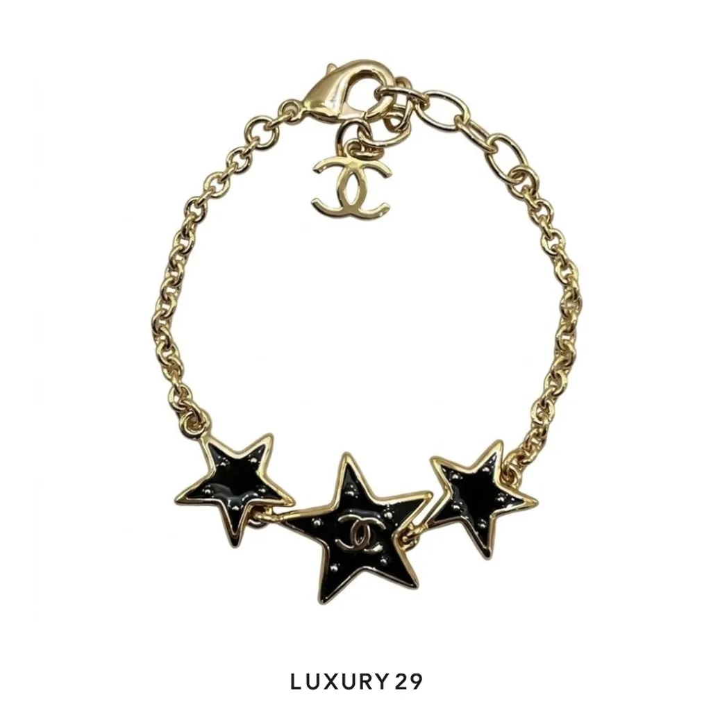 Chanel Star pattern 26B Bracelets CC logo Gold(Free Size, Gold)