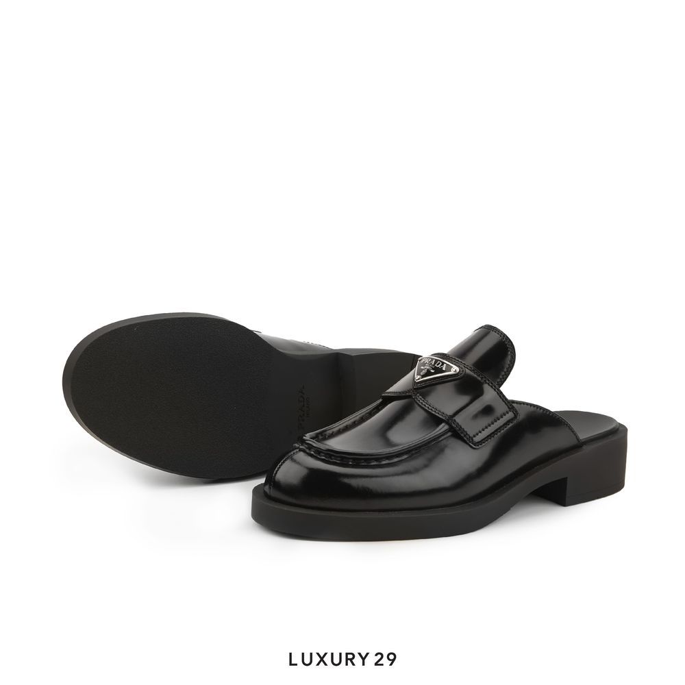Prada 40mm Mule Black Brushed Leather