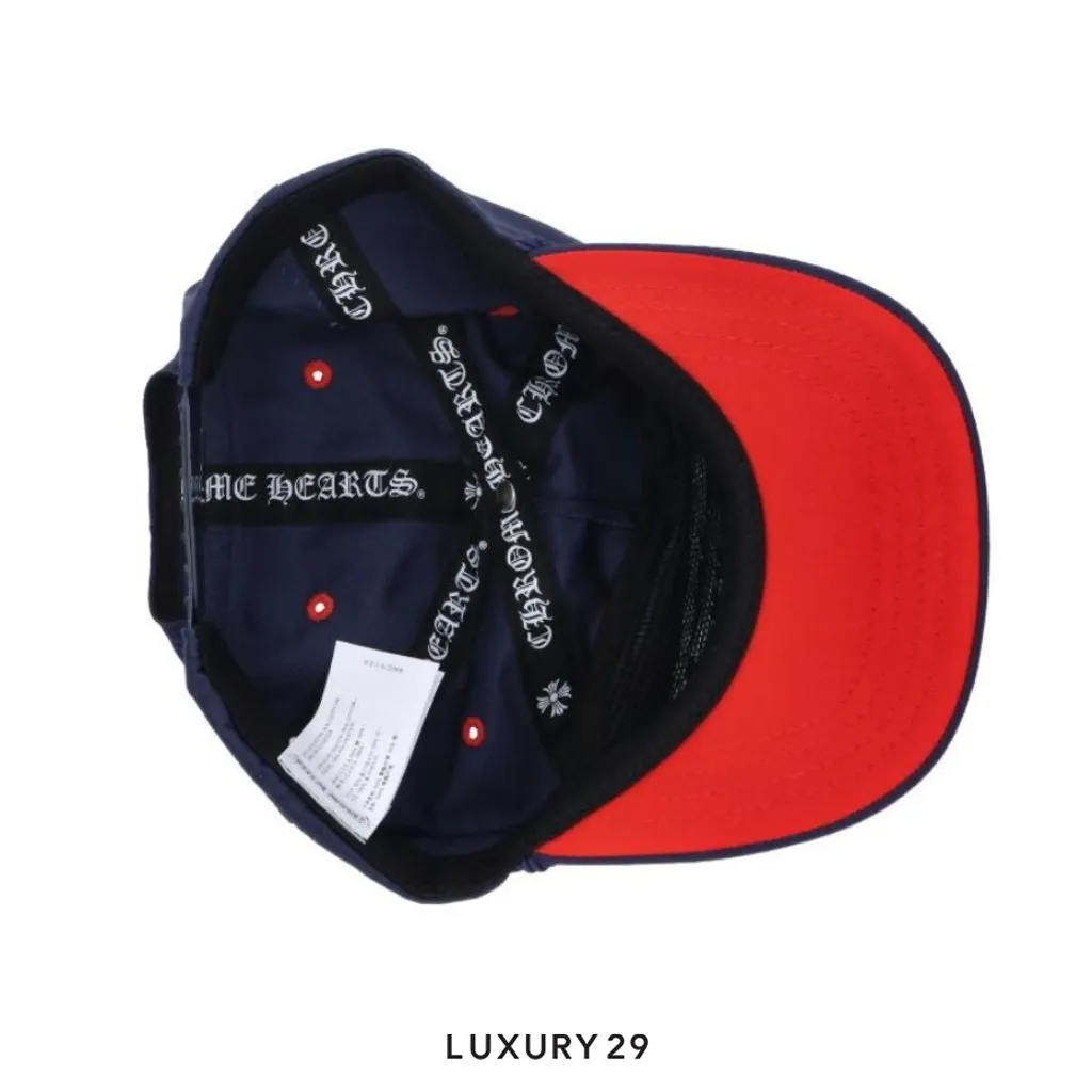 Chrome Hearts Triple Cross Embroidered Cap Navy(Small, Blue)
