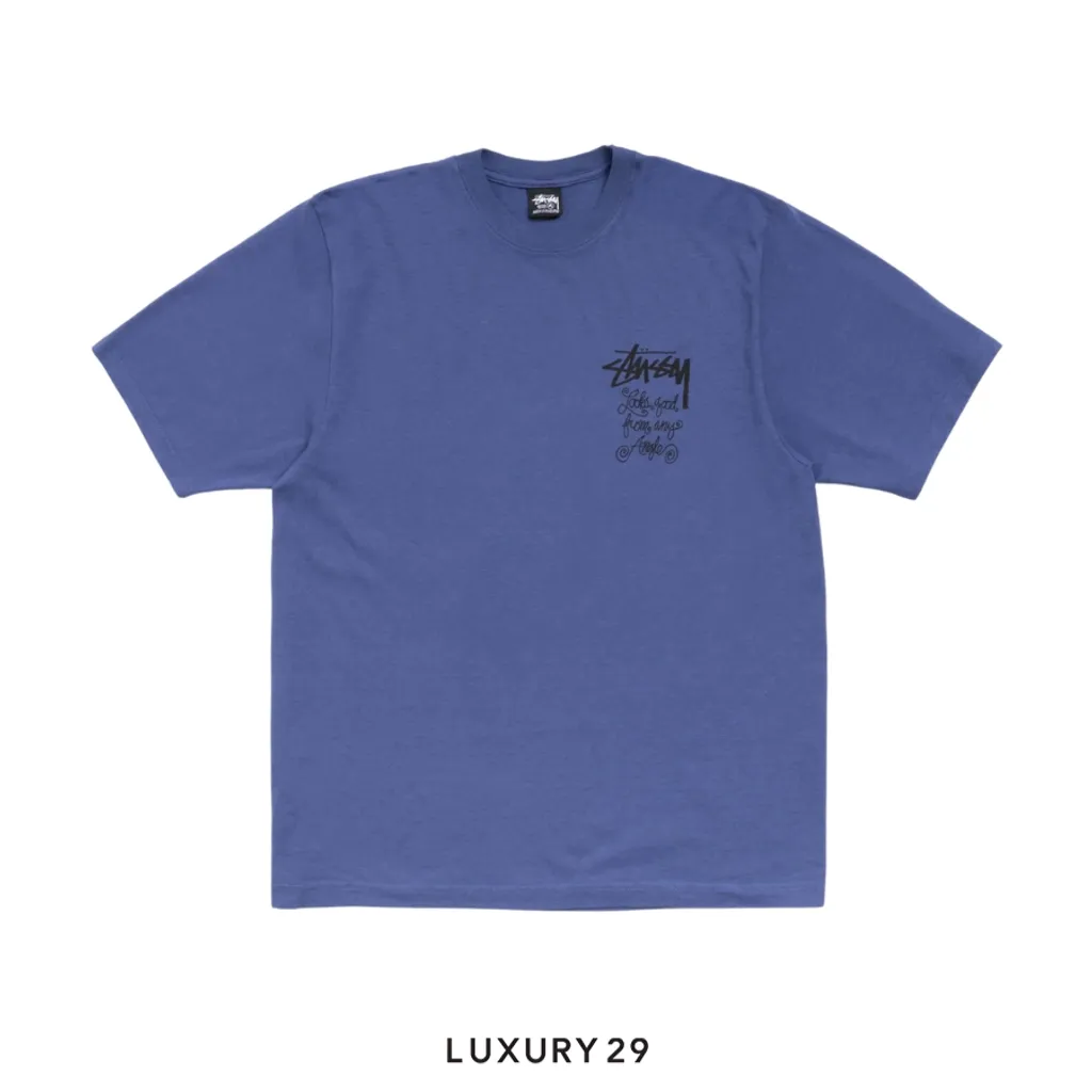 STUSSY ANY ANGLE TEE PIGMENT DYED INDIGO(S, Blue)