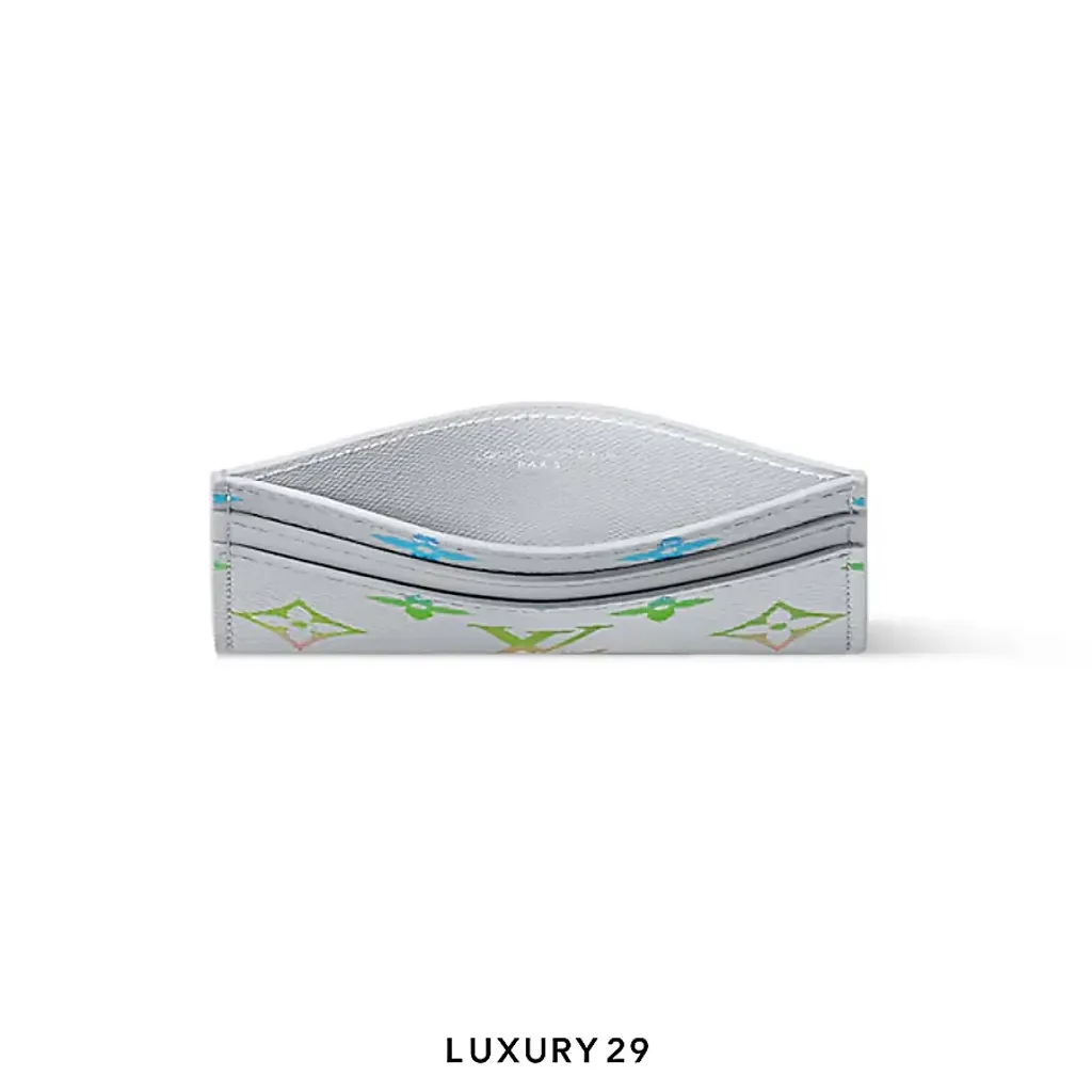 Louis Vuitton LV Double Card Holder Monogram iridescent canvas Gray gradient(Small, Grey)