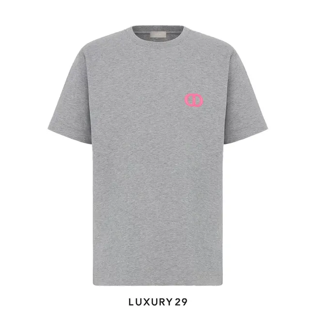 DIOR CD Icon T-Shirt Relaxed Fit Cotton Jersey Gray