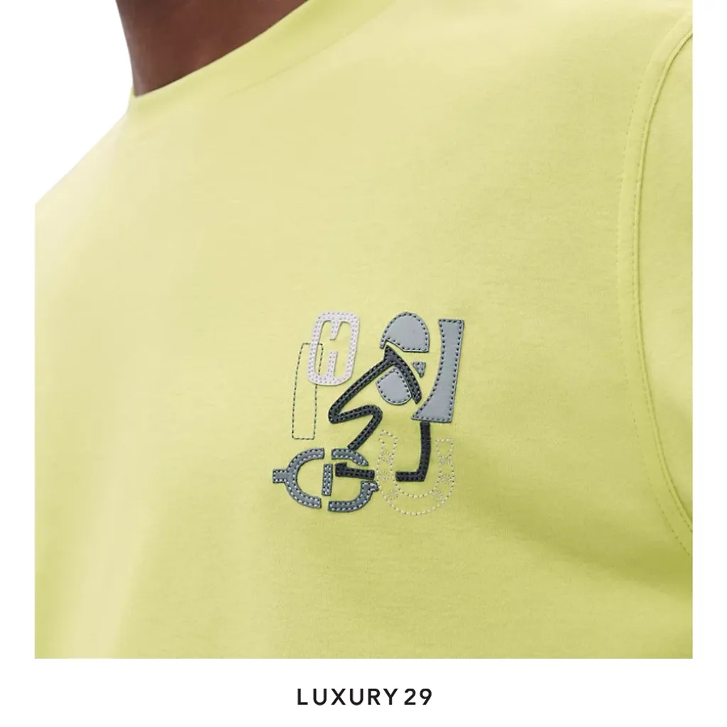 HERMES "H Puzzle" t-shirt with leather detail Lime(L, Green)