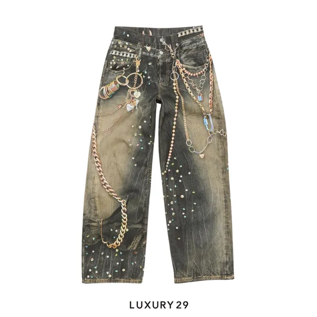 Acne Studios trompe-loeil jeans - Loose fit Black/Multicolour