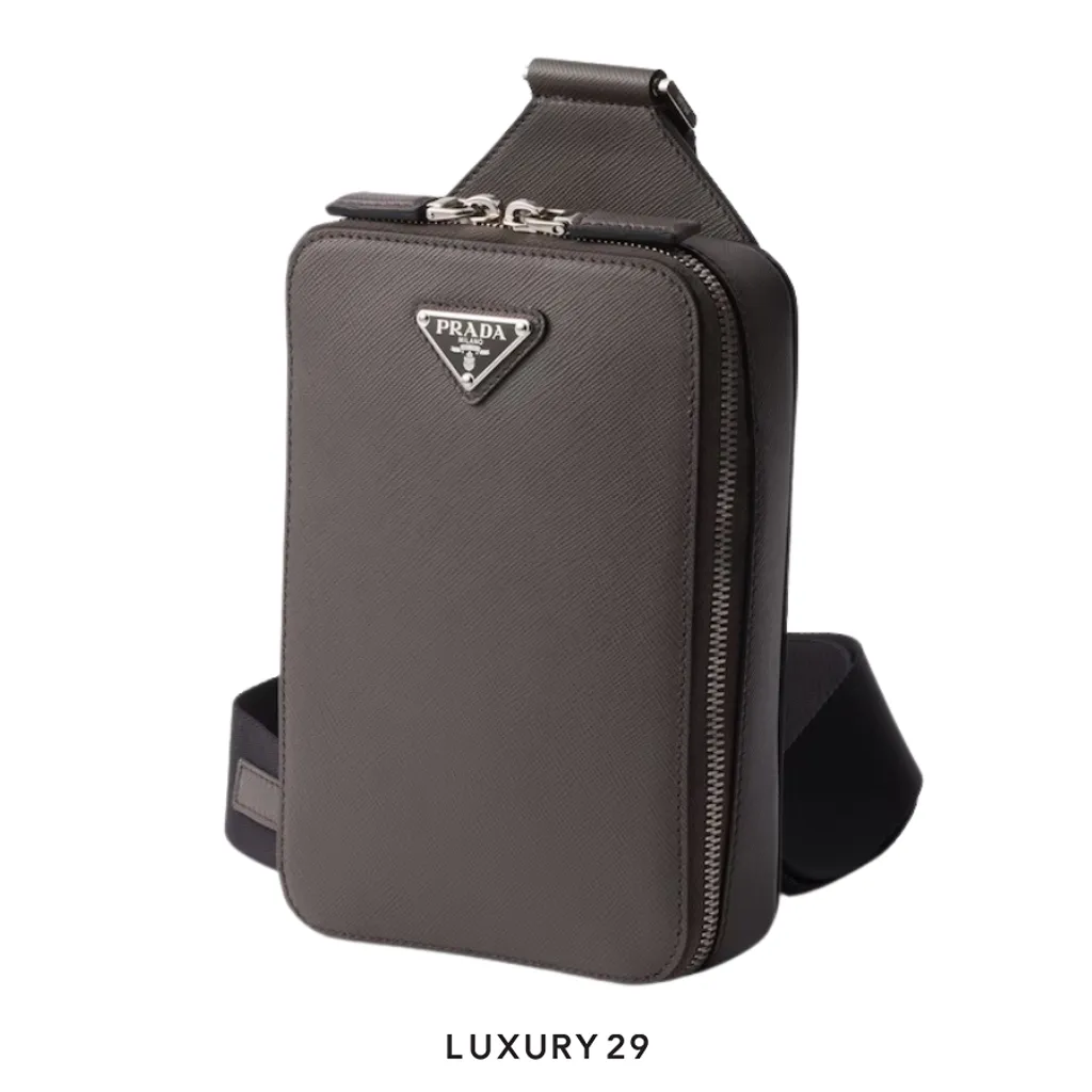 Prada Brique Saffiano leather bag Grey(Small, Grey)