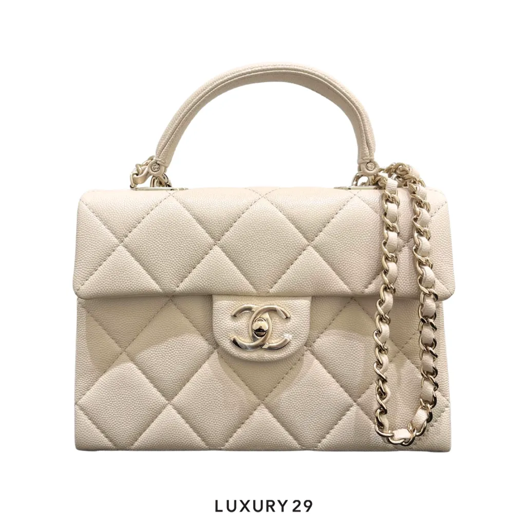 Chanel Timeless Classique Top Handle Leder Handtaschen(Small, White)