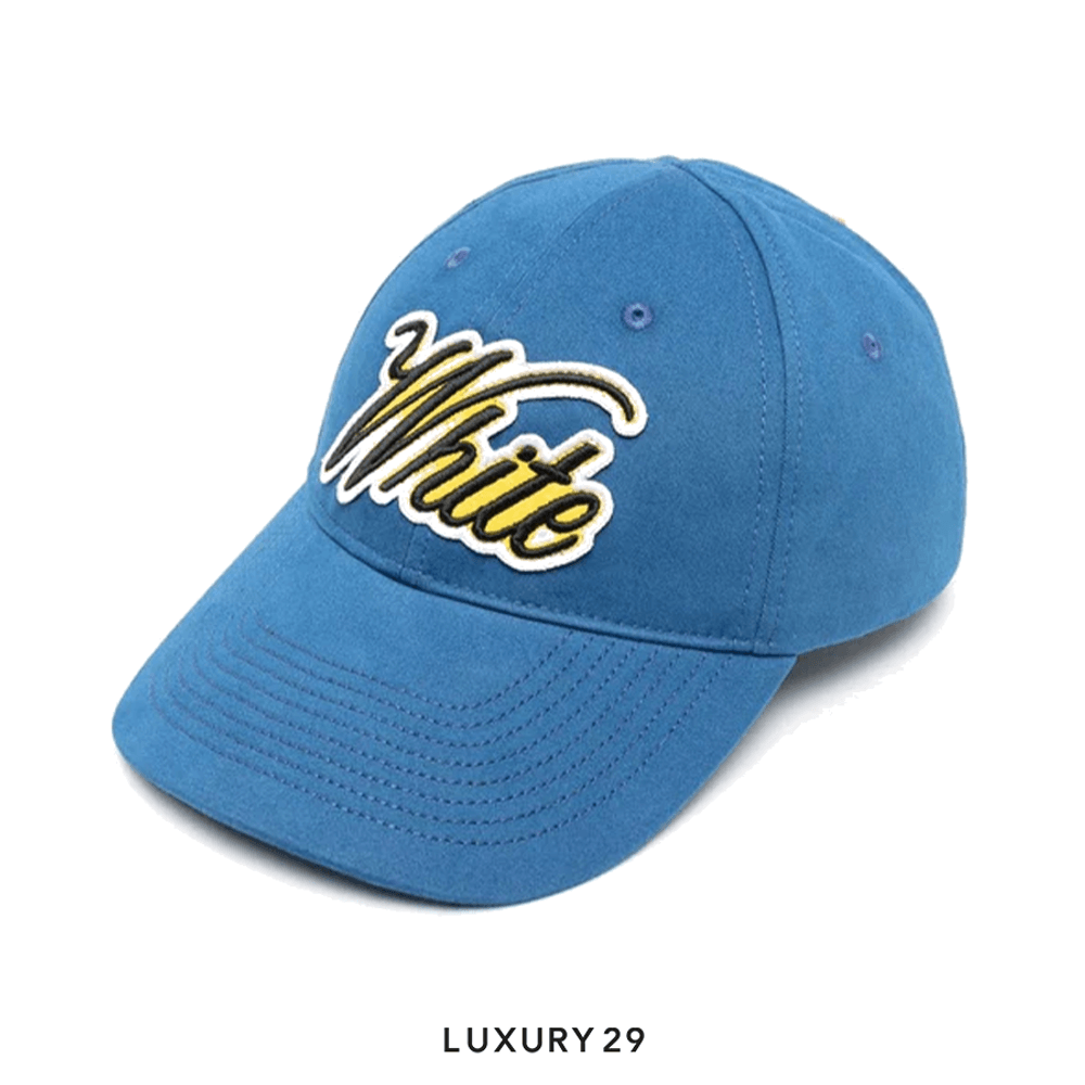 Off-White World Varsity Baseball Cap 'Blue/Yellow'(Free Size, Blue)