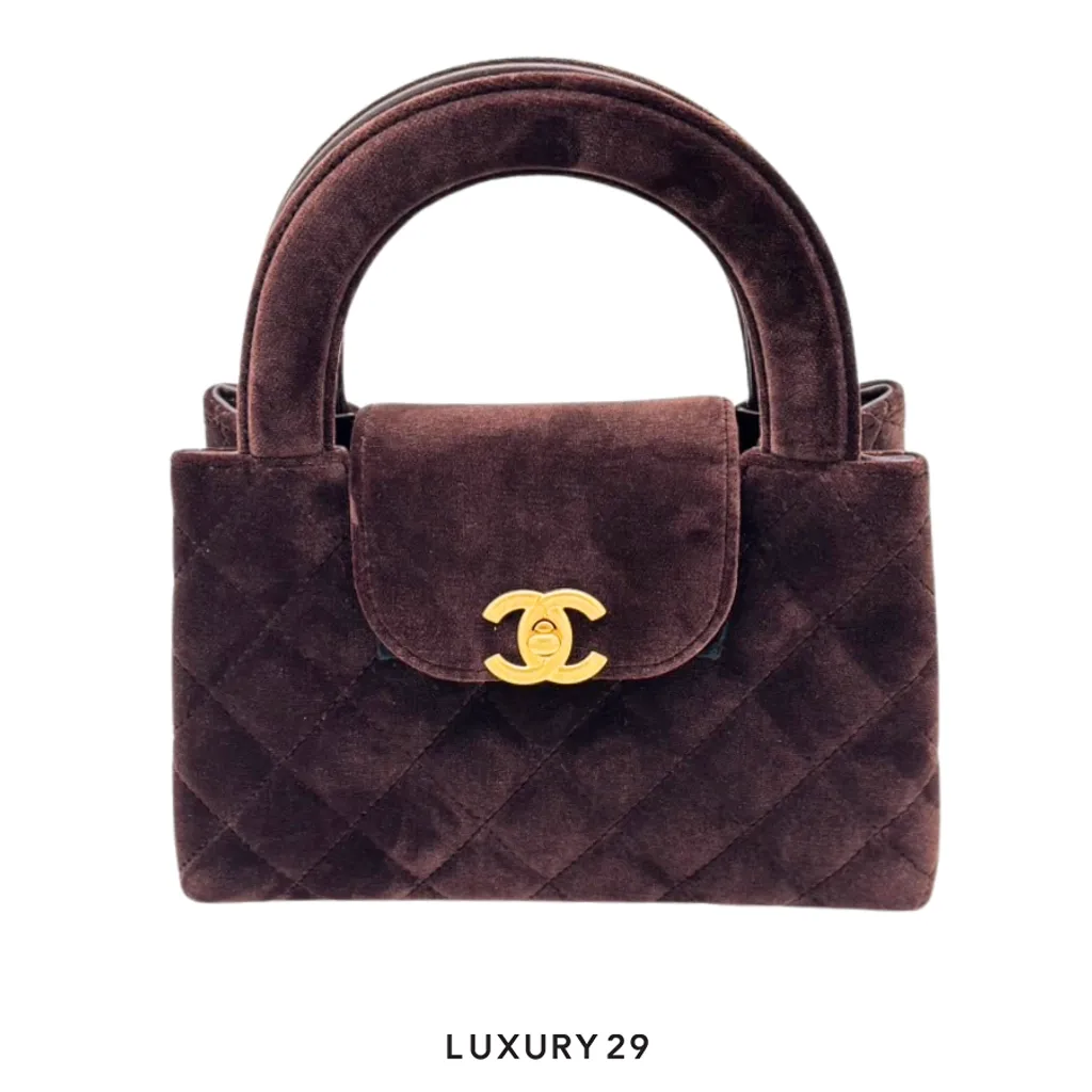 Chanel Mini Shopping Bag Red Velvet(Mini, Brown)