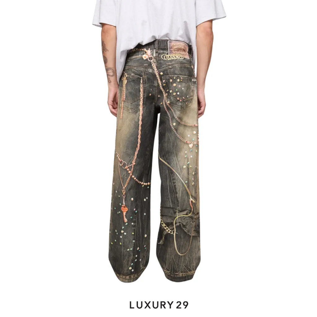 Acne Studios trompe-loeil jeans - Loose fit Black/Multicolour(XXS/XXS, Black)