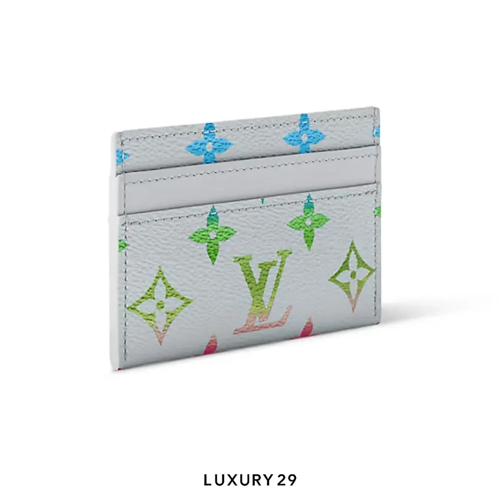 Louis Vuitton LV Double Card Holder Monogram iridescent canvas Gray gradient(Small, Grey)