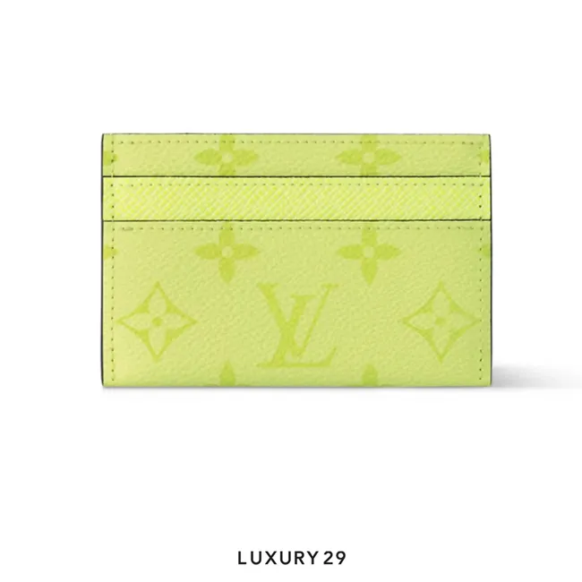 Louis Vuitton LV Double Card Holder Monogram coated canvas and Taiga cowhide leather Lemon Yellow