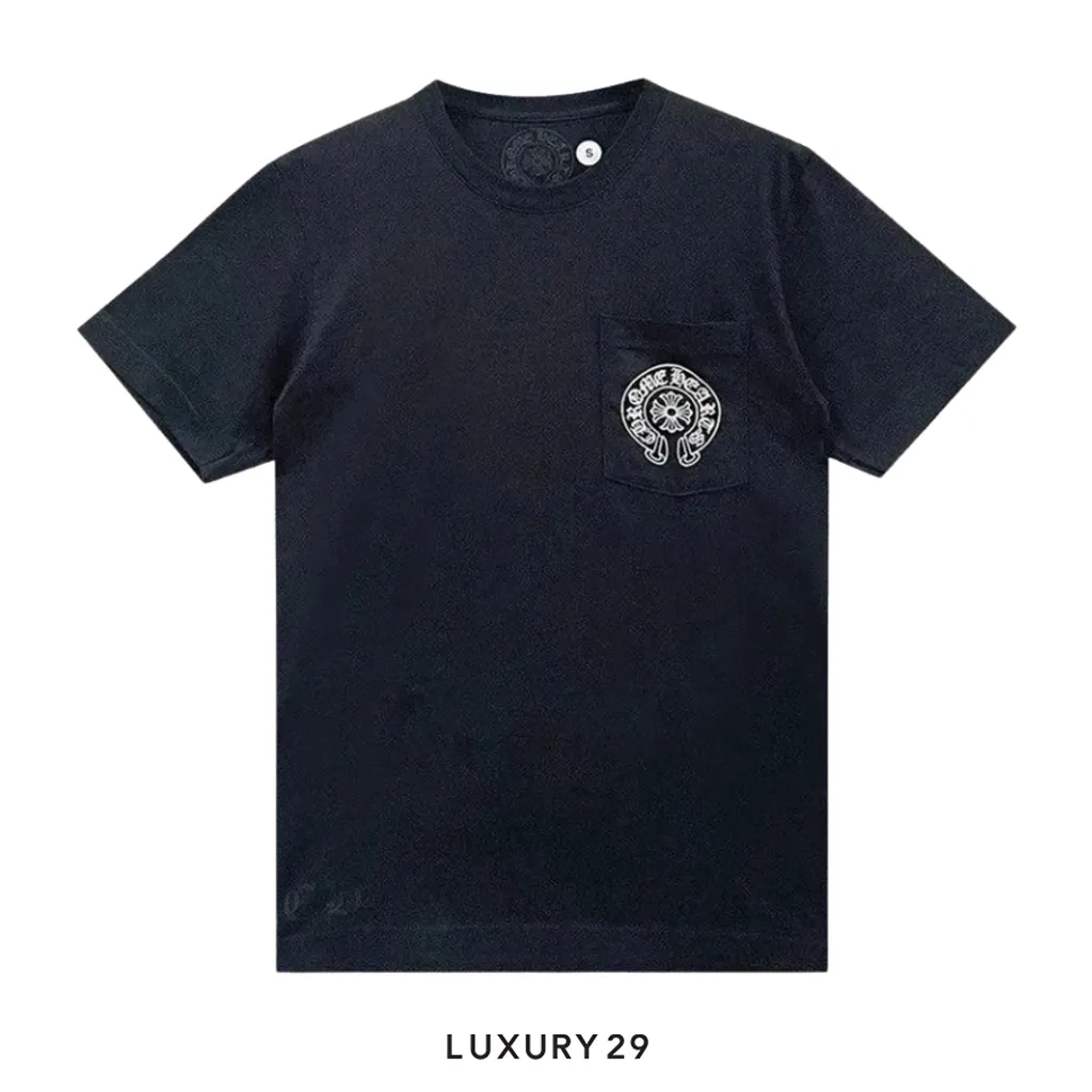 Chrome Hearts Las Vegas HorseShoe Logo Pocket T-Shirt Black(L, Black)
