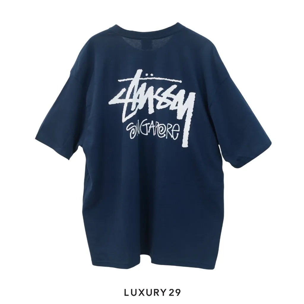 Stussy Exclusive Singapore tee Navy(2XL, Blue)