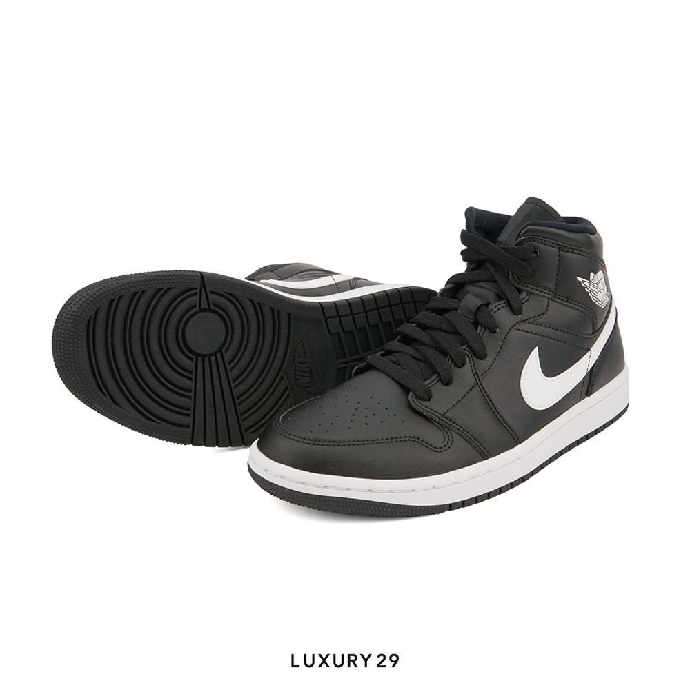 Nike Jordan 1 Mid Black White (Women's)(W)(40, Black)