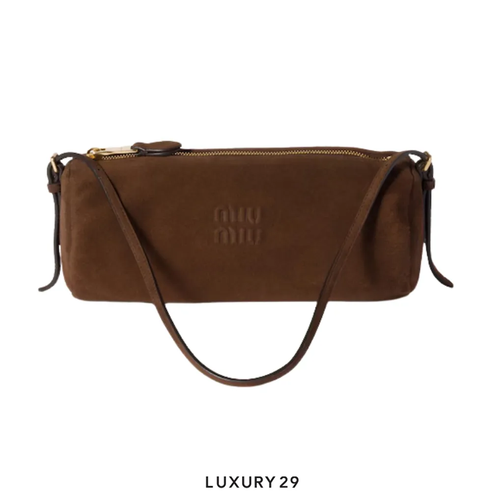 MIU MIU Suede pouch Cocoa Brown(Small, Brown)