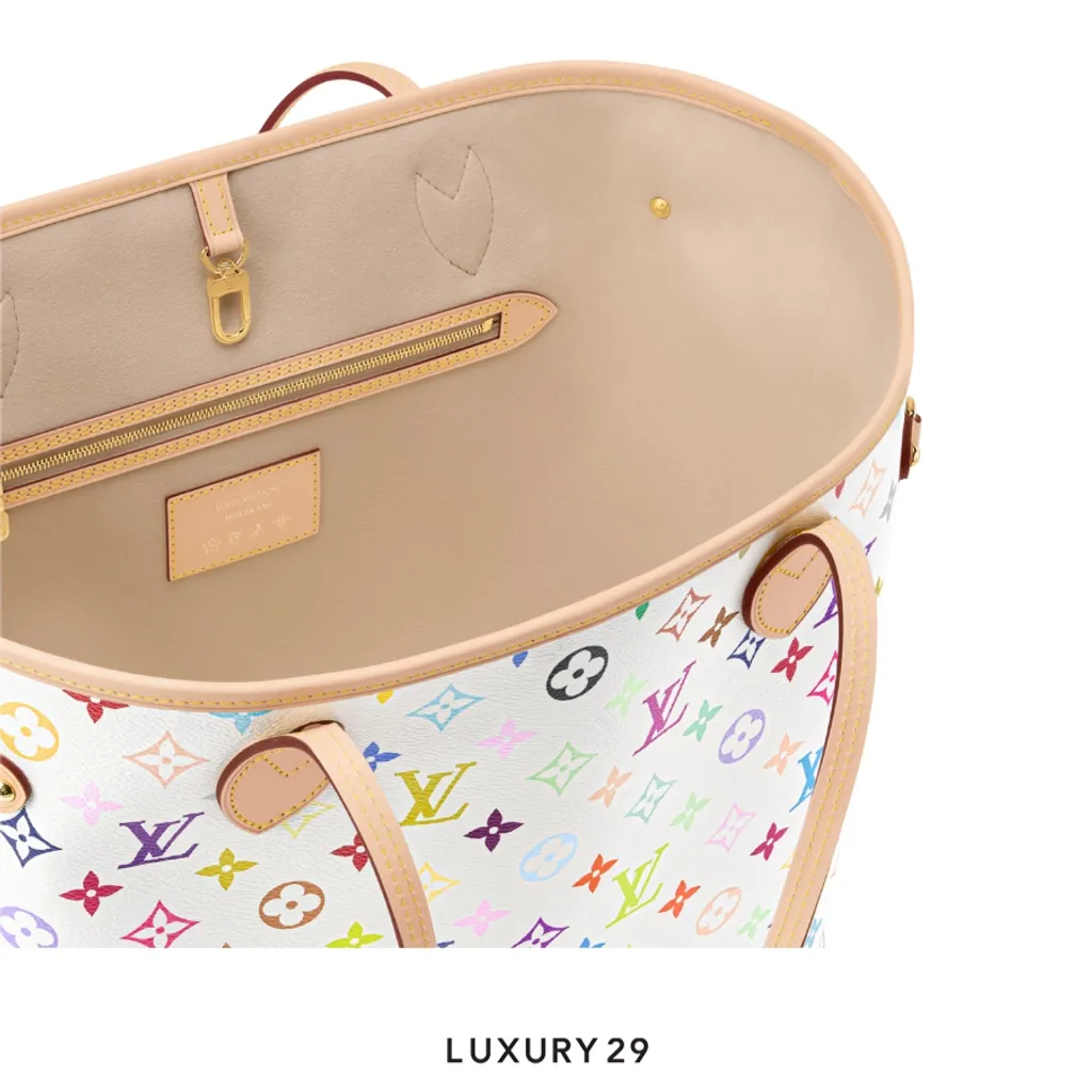 Louis Vuitton LV x TM Neverfull MM bag Multicolor/White(Medium, White)