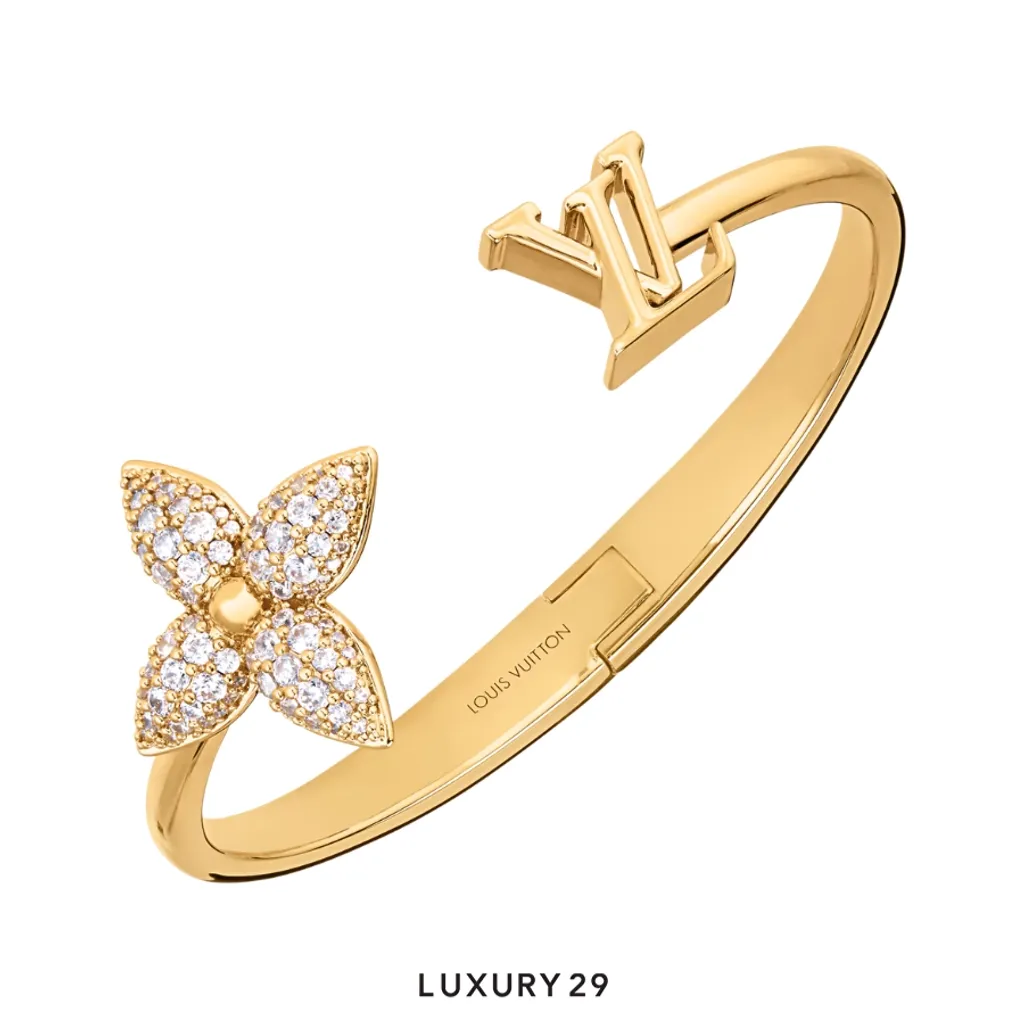Louis Vuitton Louisette Signature Strass Bracelet(Medium, Gold)