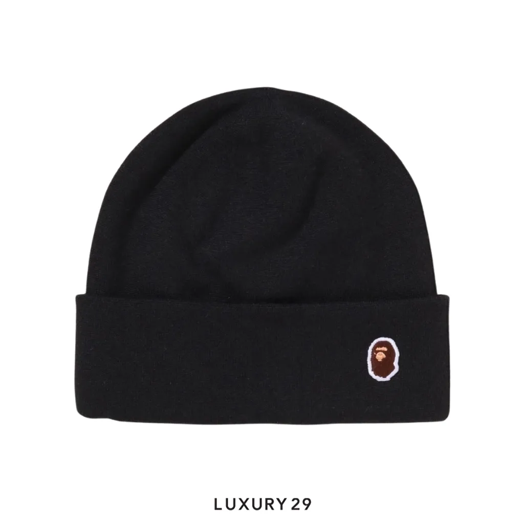 A Bathing Ape Men's Goods APE HEAD ONE POINT KNIT CAP Black(Free Size, Black)