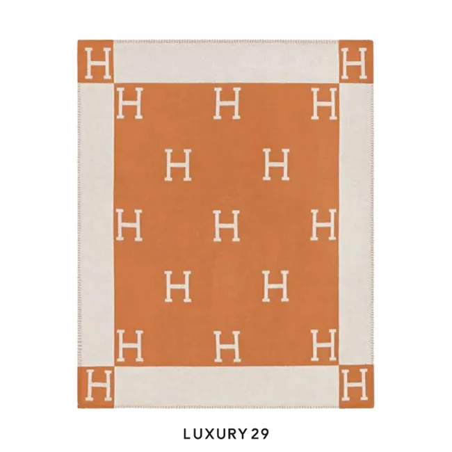 Hermes Avalon throw blanket Ecru / Potiron