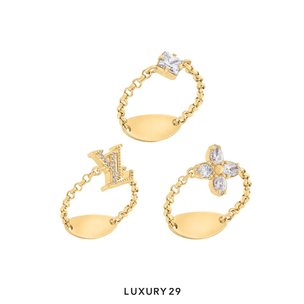 Louis Vuitton LV Lady LV Ring Set Gold-plated metal(Medium, Gold)