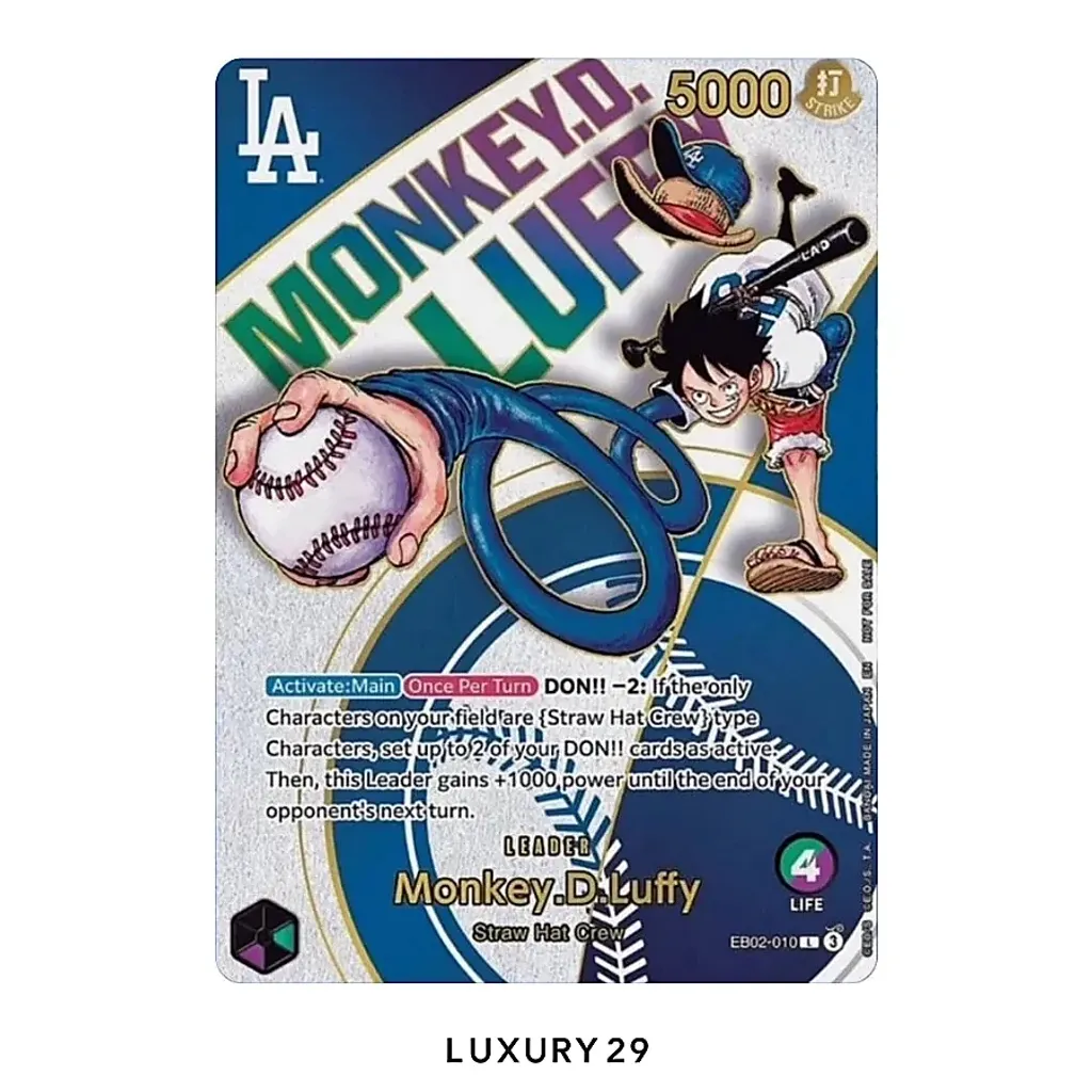 One Piece Monkey.D.Luffy (010) (Dodgers x ONE PIECE) One Piece Promotion Cards L EB02-010 (PSA10)(Small, Multicolour)