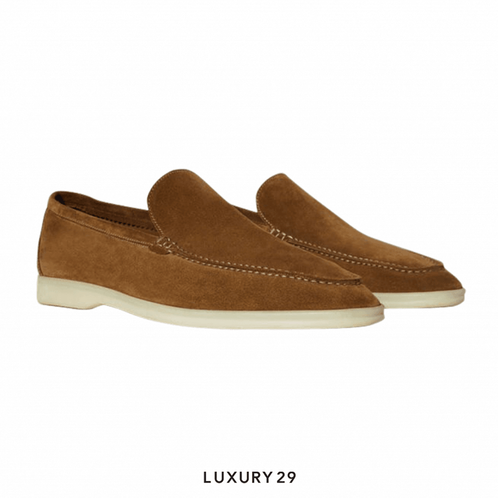 Loro Piana Summer Walk Suede Calfskin Tan(41, Brown)