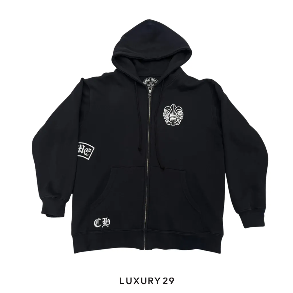 Chrome Hearts Zip Up Hoodie Black(XL, Black)