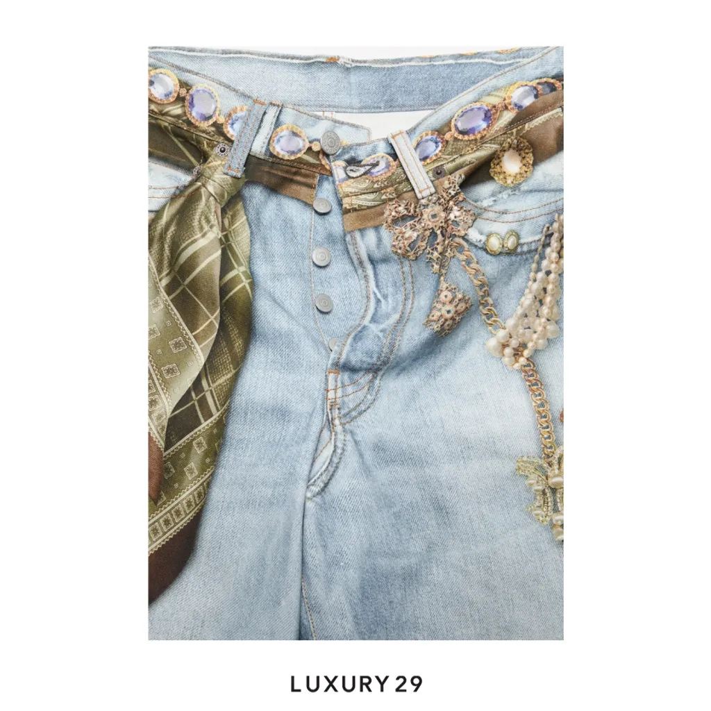 Acne Studios Trompe-loeil jewellery jeans - 1981 Light Blue(XXS/XXS, Blue)