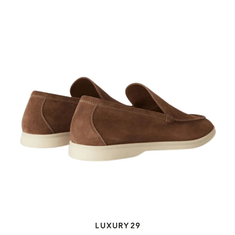 Loro Piana Summer Walk Loafers Suede Reikan(42.5, Brown)