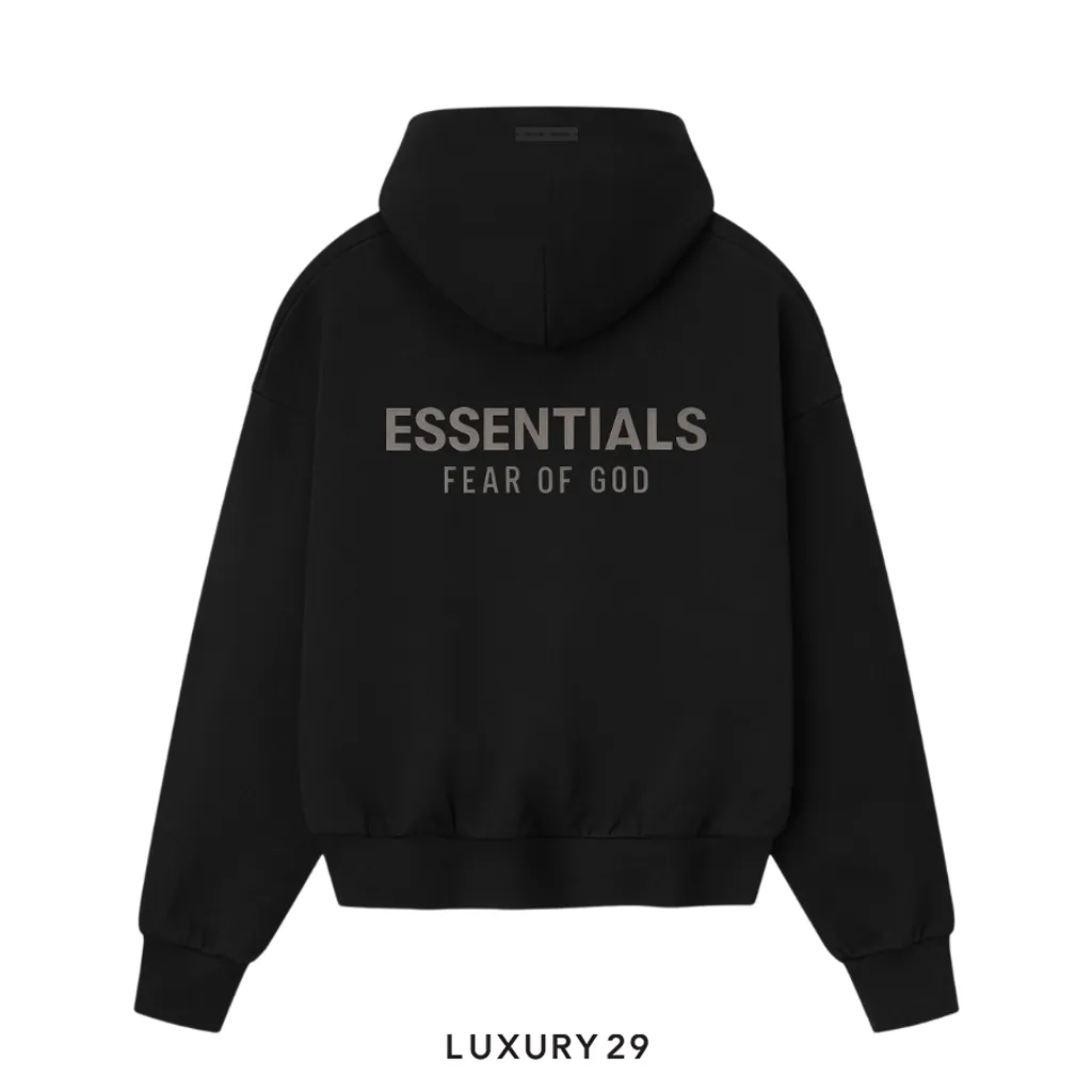 Fear of God Essentials Classic Fleece Hoodie Jet Black(XS, Black)