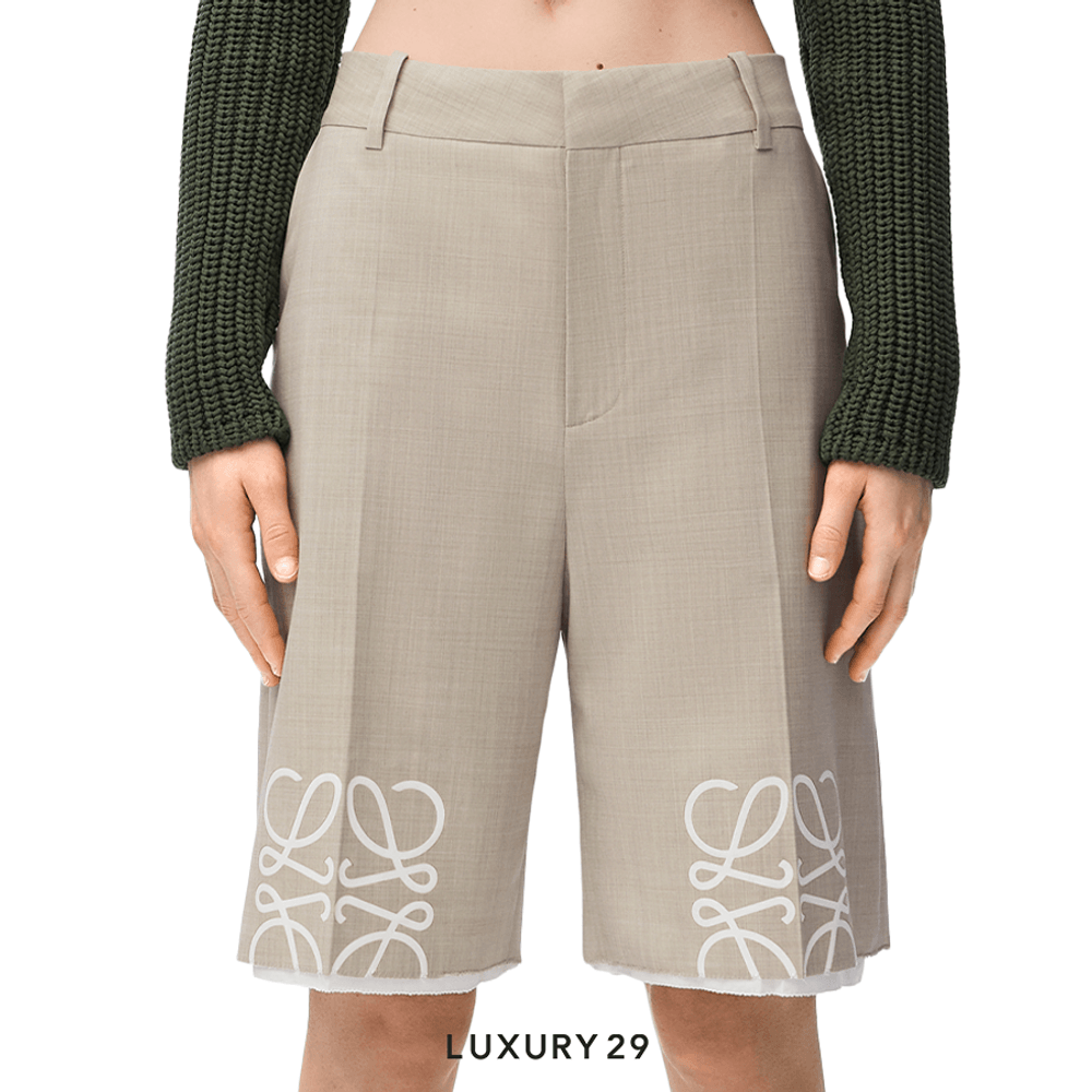 LOEWE Anagram shorts in wool Light Beige Melange(34, Neutrals)