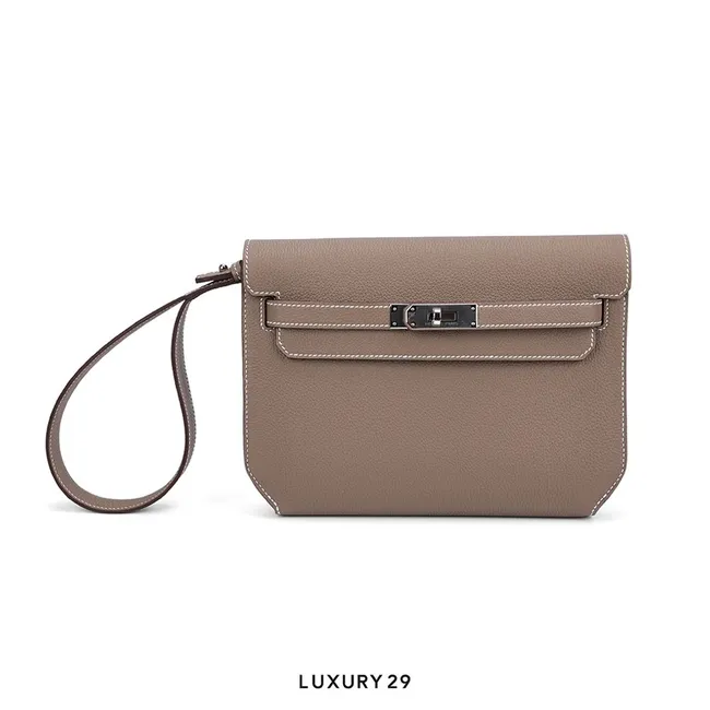 Hermes Kelly depeches 25 Pouch Etoupe