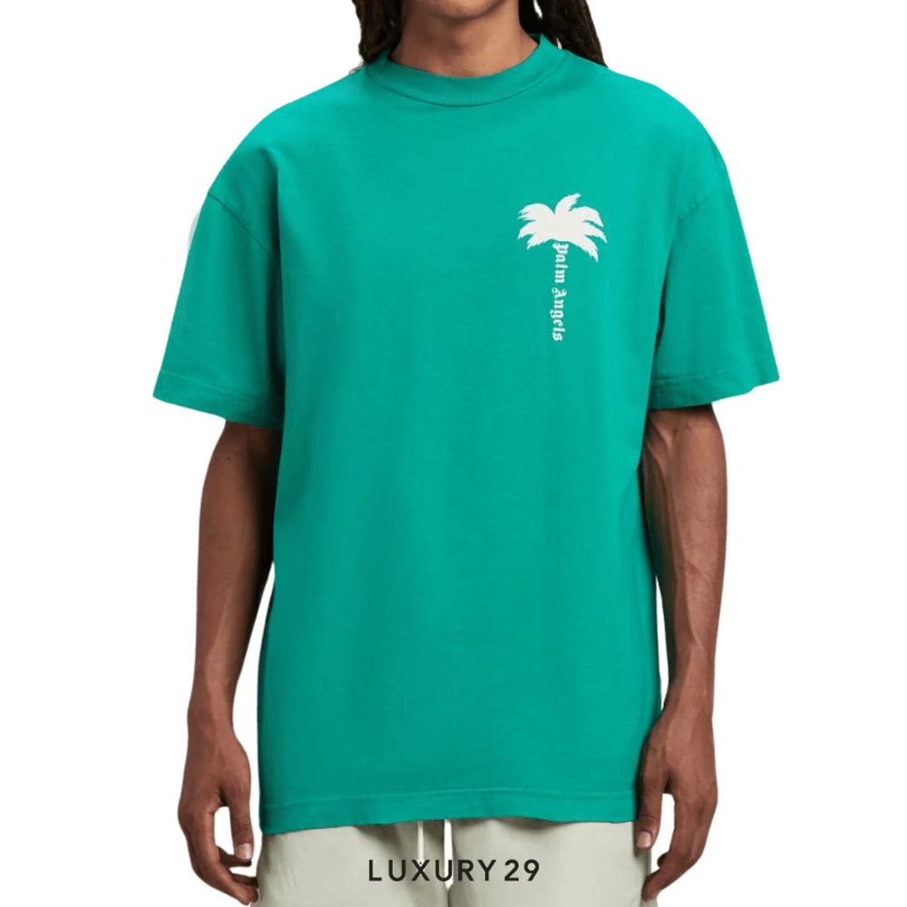 Palm Angels Palm Tree-print cotton T-shirt(M, Green)