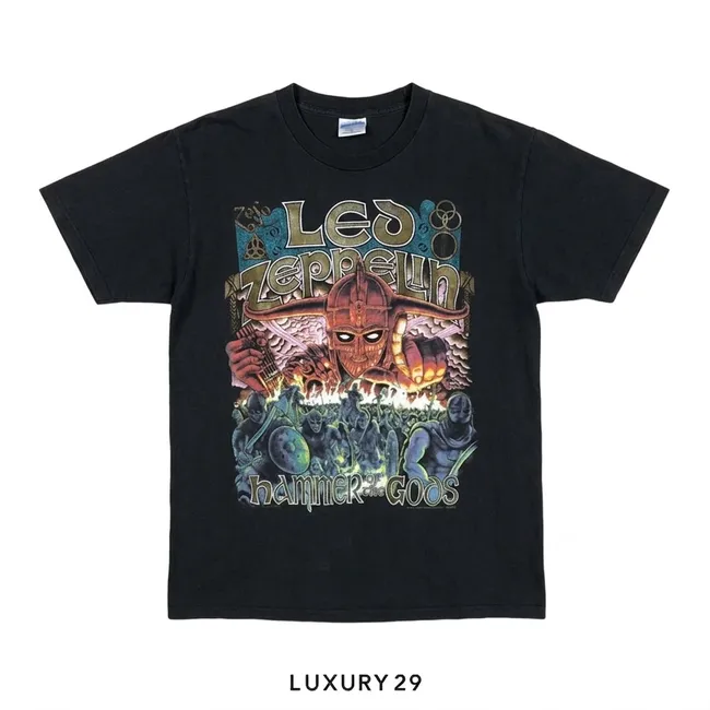 Not Applicable Vintage Led Zeppelin Hammer Of The God 90s' T-shirt Black