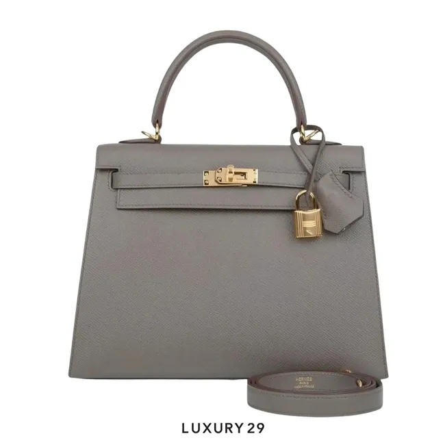 Hermes SAC Kelly II Sellier 25 VEAU Madame 0L Gris Meyer / B Stamp  (2023)