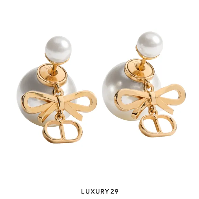 Dior Tribales Earrings Gold-Finish Metal and White Resin Pearls