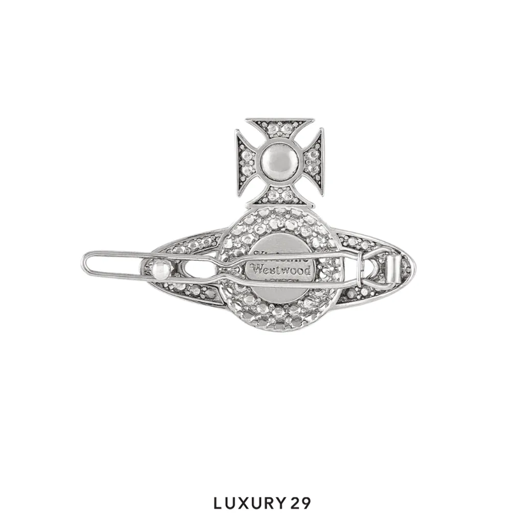 Vivienne Westwood Corinne Hair Clip Platinum/ Crystal(Free Size, Silver)