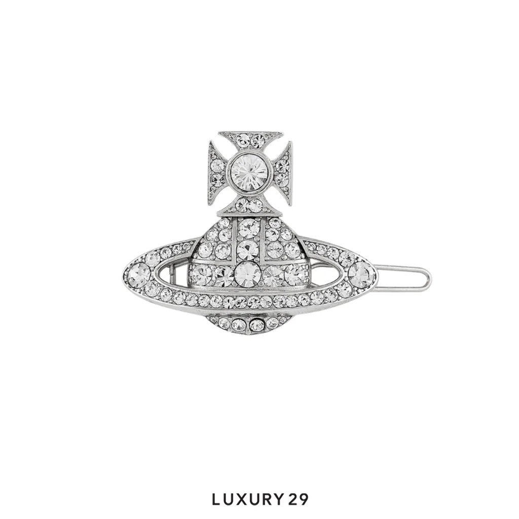 Vivienne Westwood Corinne Hair Clip Platinum/ Crystal(Free Size, Silver)