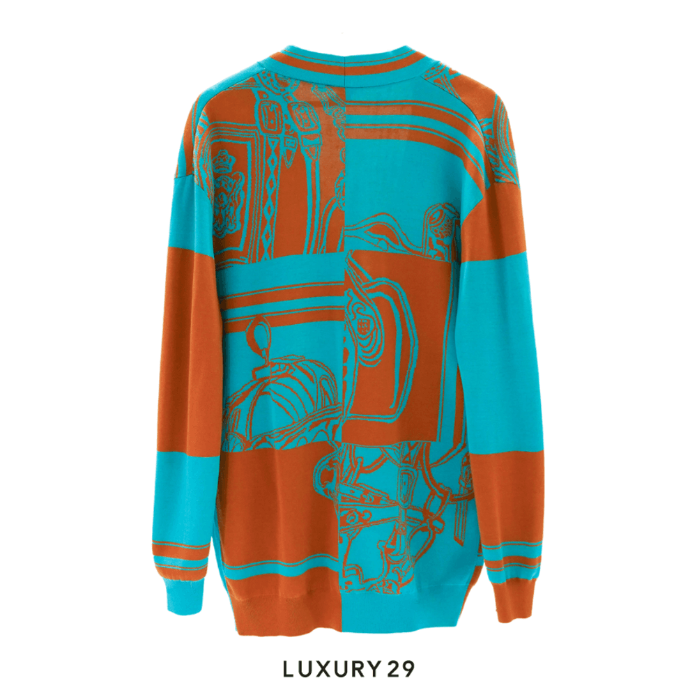 Hermes Cardigan Inspi Golfeur Maille(XS, Green)