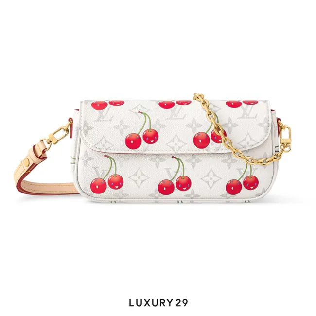 Louis Vuitton LV x TM Wallet On Chain Ivy Monogram cherry canvas White