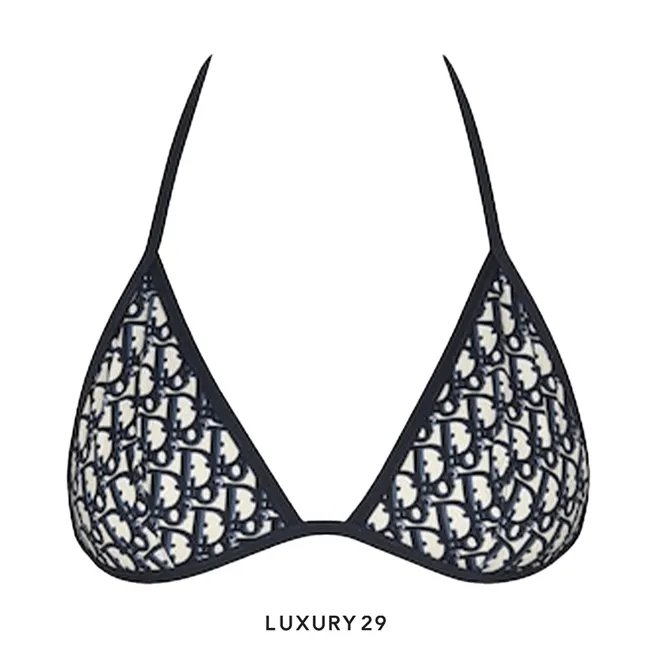 Dior Bikini Top Blue Dior Oblique Technical Fabric