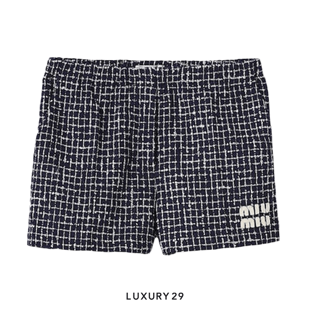 MIU MIU Checked tweed shorts Blue/Ivory(XS, Blue)