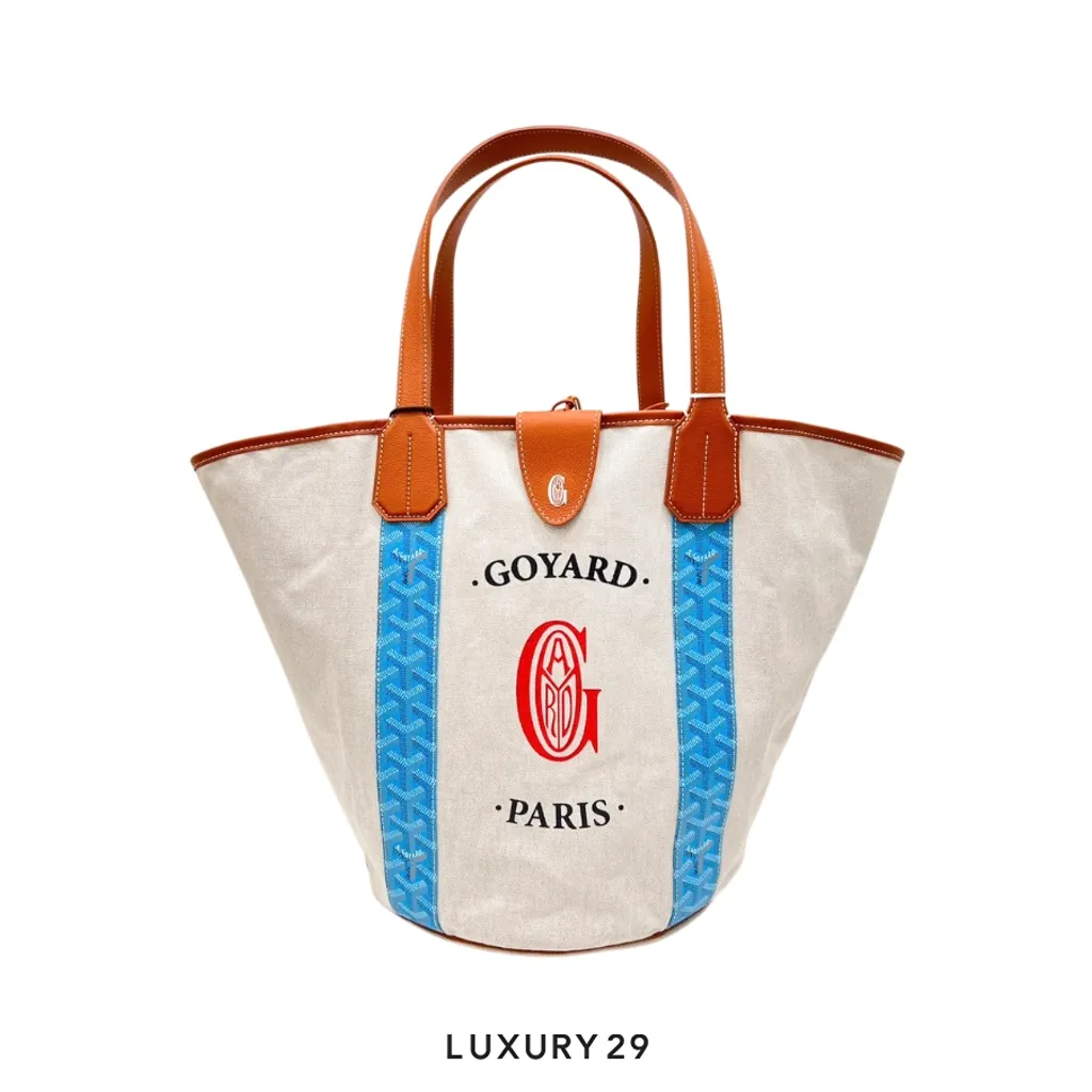 Goyard Belharra Bag Turquoise & Tan With Croc Universel Tan(Small, White)