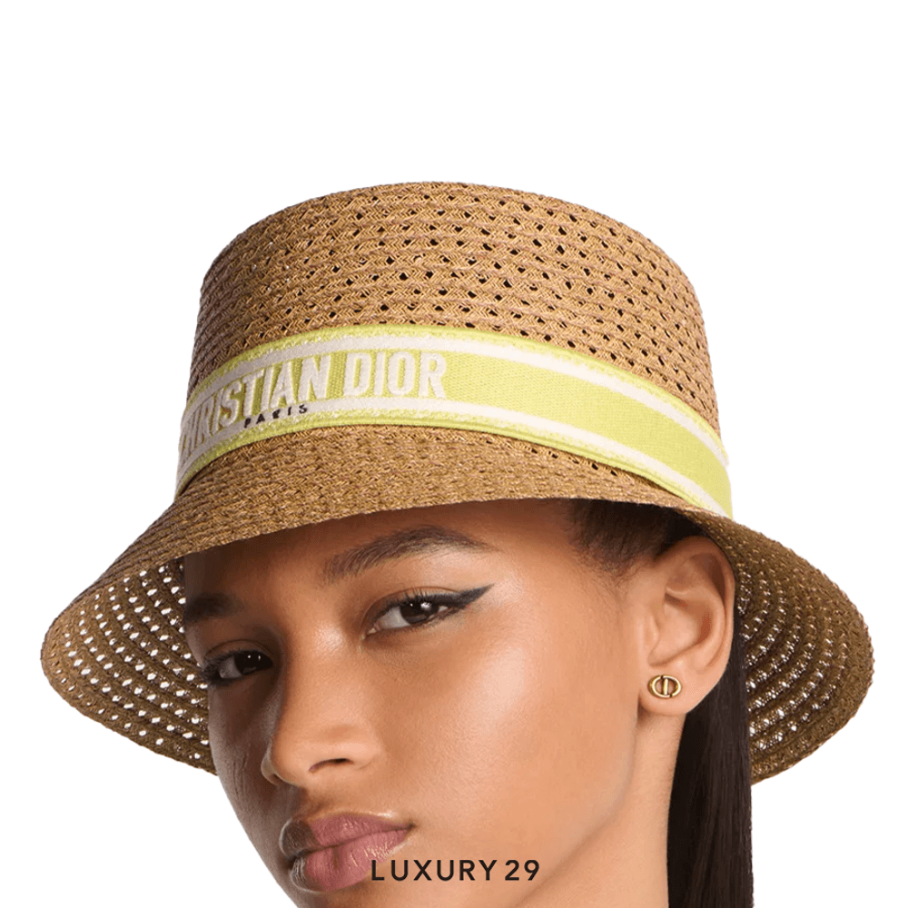 Dior Dioriviera D-Bobby Small Brim Hat Straw with Lemon