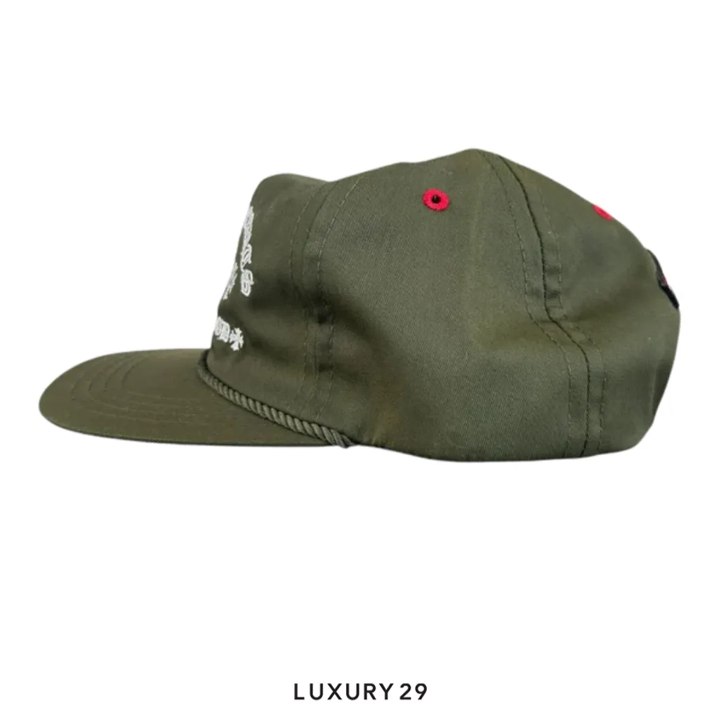 Chrome Hearts Triple Cross Embroidered Cap Khaki(Small, Green)