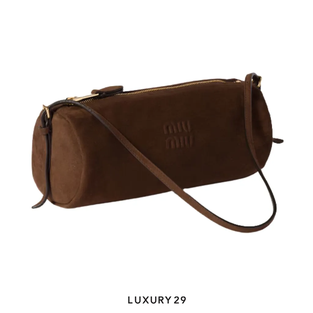 MIU MIU Suede pouch Cocoa Brown(Small, Brown)