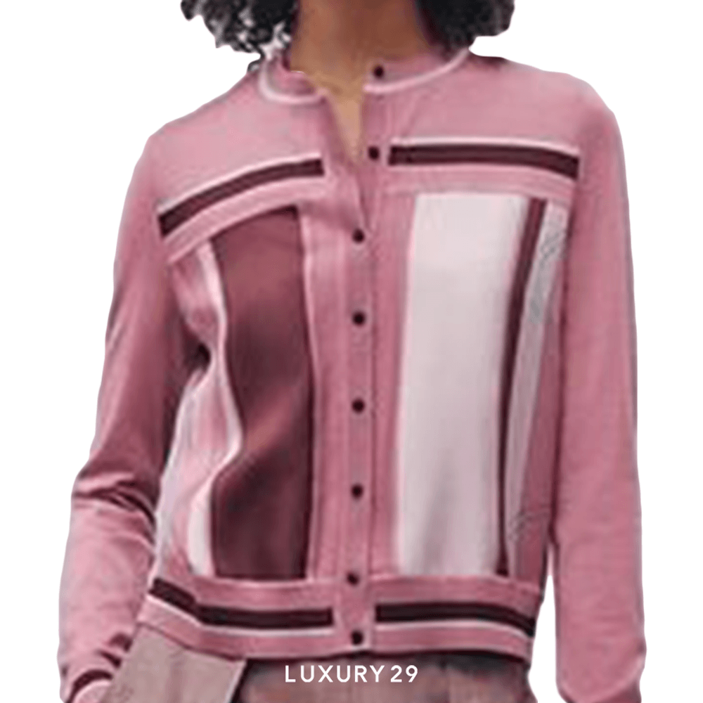 Hermes "Ex-Libris" long-sleeve twillaine cardigan Rose Aphrodite(XS, Pink)