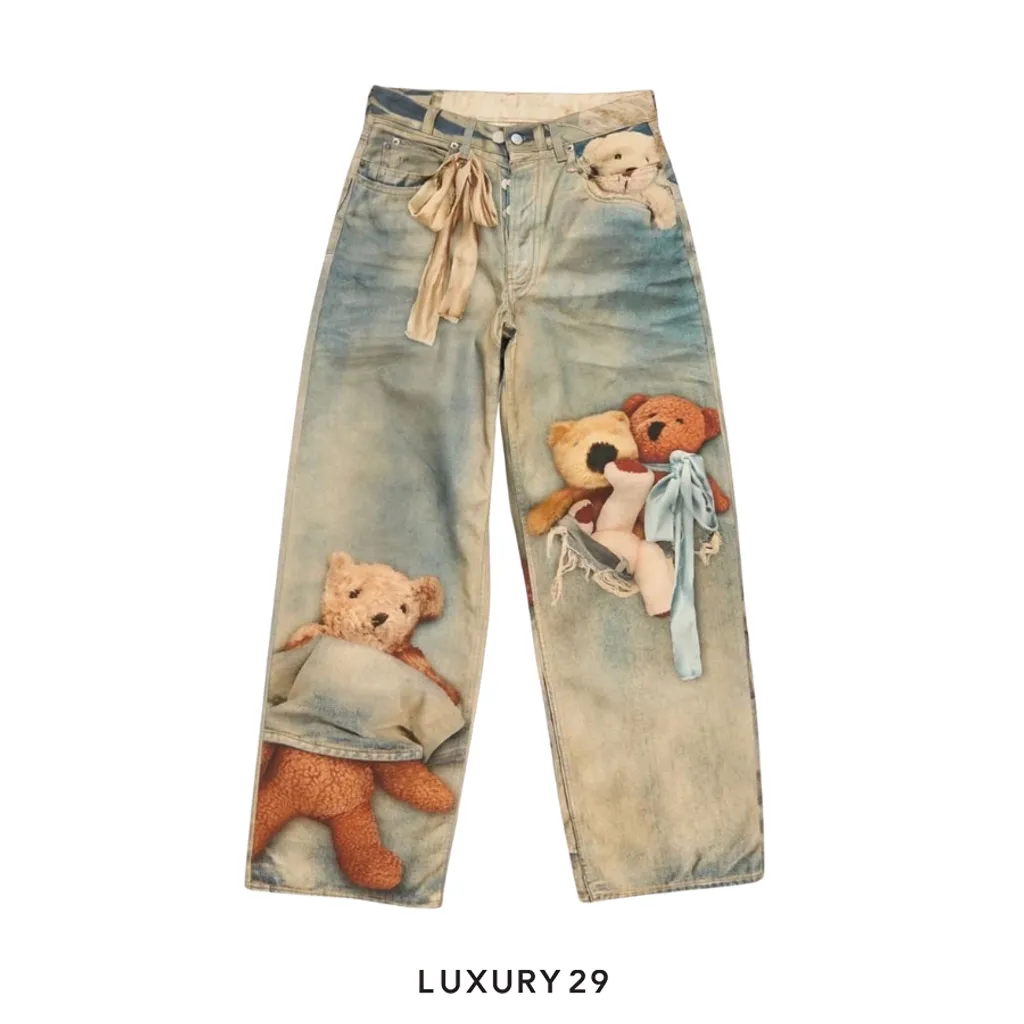 Acne Studios Loose fit jeans bear Mid Blue(40, Blue)